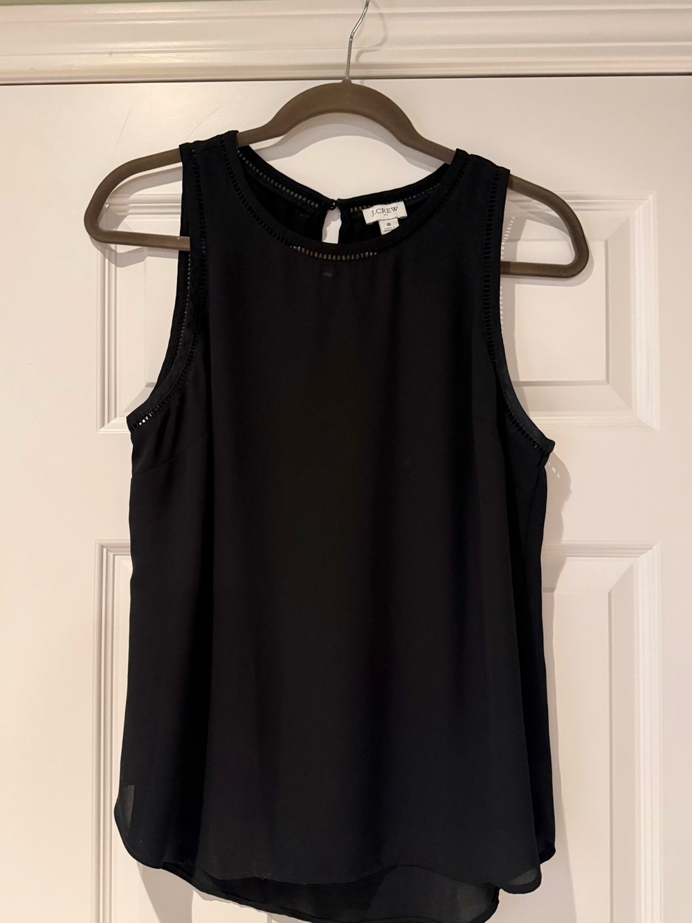 J. Crew Black Sleeveless Chiffon Shell with Trim